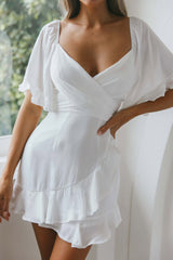 Hand In Mine Ruffle Hem Dress White